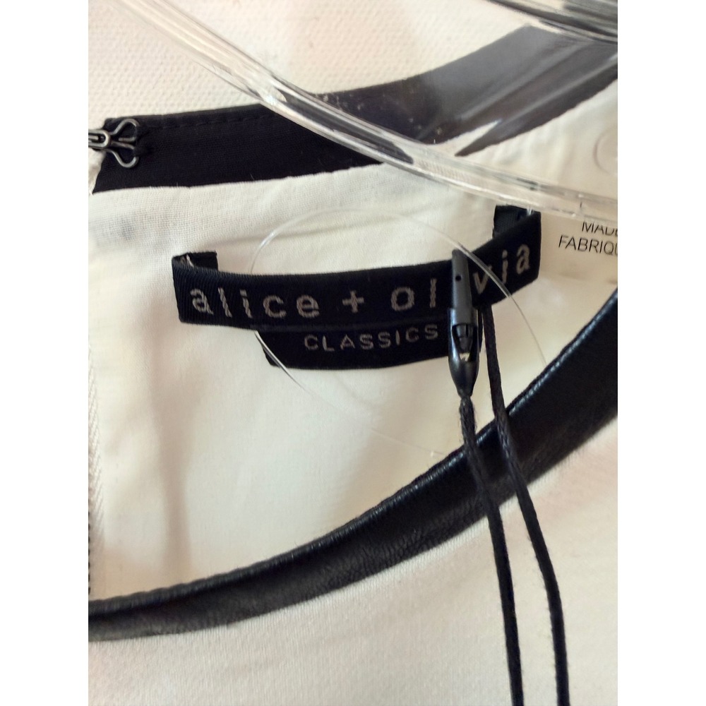 NWT $350 ALICE + OLIVIA Cream Black Classic Luxe Minimalist Designer Dress Sz 6 - Picture 3 of 10